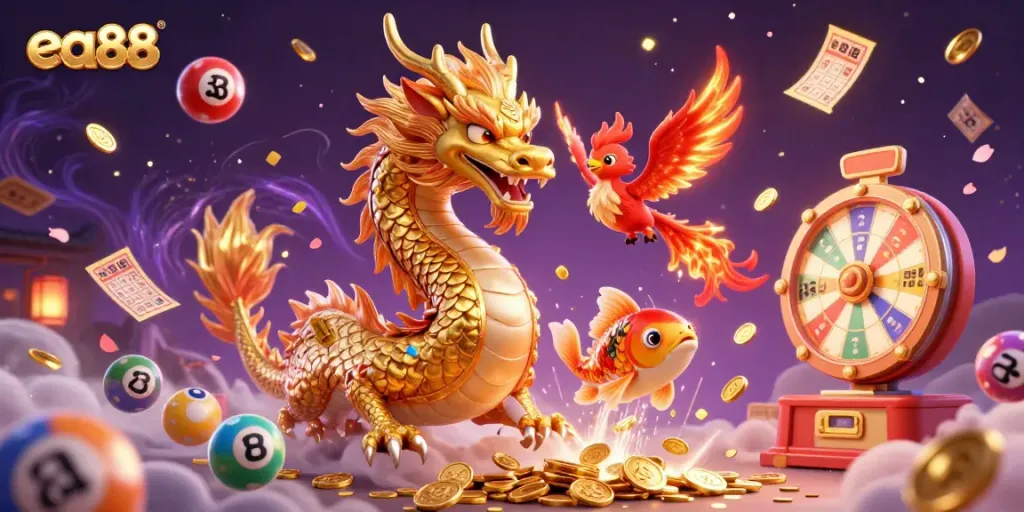 Engage with the thrilling world of ea88 as legendary creatures amidst a celebration of fortune and excitement.