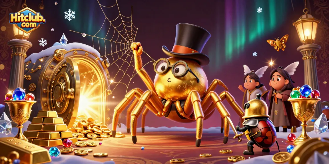 Engage in thrilling adventures at Hitclub. com with a dynamic 3D illustration featuring casino elements and characters.